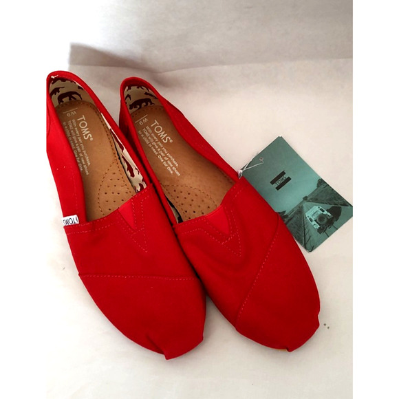 Toms Women's Classic Slip On Canvas Shoes W 9 Red Loafer Flats NWT - Picture 3 of 10
